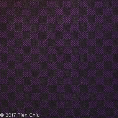 black and dark purple yarns, 3/1 vs. 1/3 twill blocks