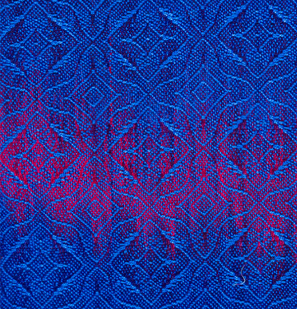 handwoven swatch with blue against blue-purple