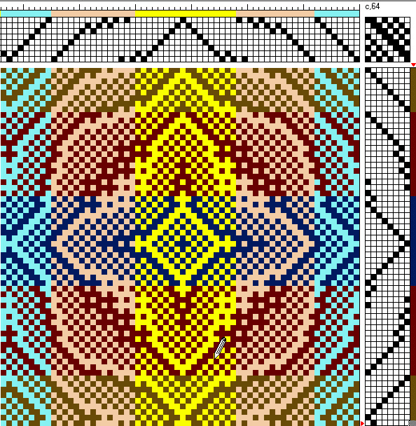 A draft that uses the same six sample colors, only arranged into wide stripes.