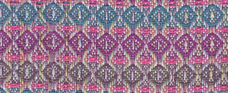 swatch with four narrow stripes of pink and wide stripes of the other colors