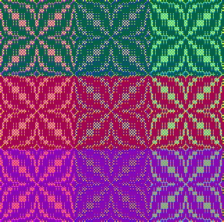 Draft for Joy Pate's Colorista Challenge solution, in Make Your Colors Sing color in weaving class by Tien Chiu