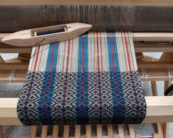 Carol's Stash Weaving Success scarf on the loom