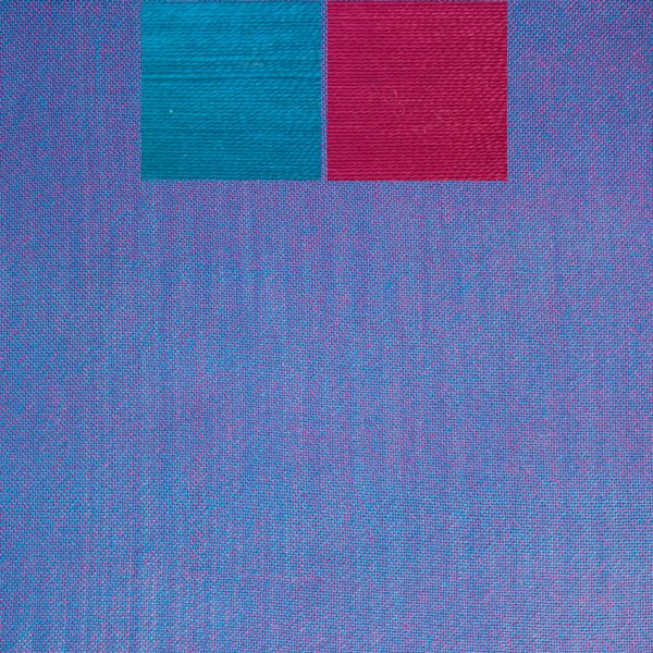 swatch of cyan and magenta yarns woven in plain weave