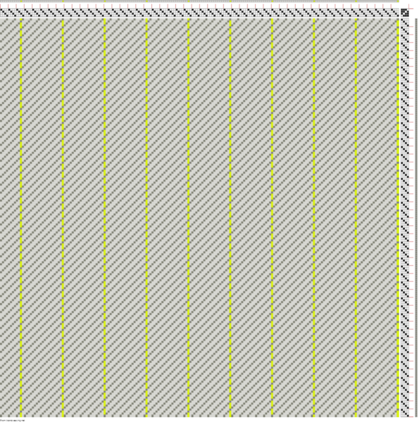 lime green pinstripes on gray, 3/1 twill, dark gray weft - mostly warp showing