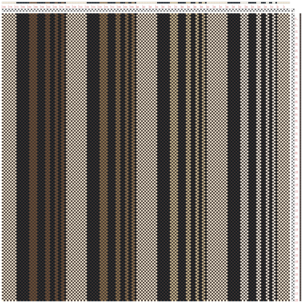 draft with a series of repeating stripe patterns, each set of repeats in a progressively lighter color